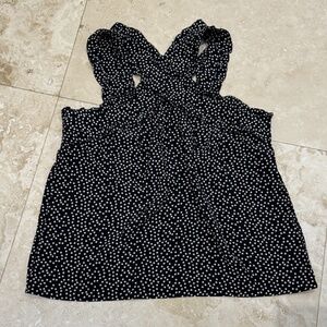 J.Crew Black & White Polka Dot Criss Cross Silk Halter Style Tank -Size 8